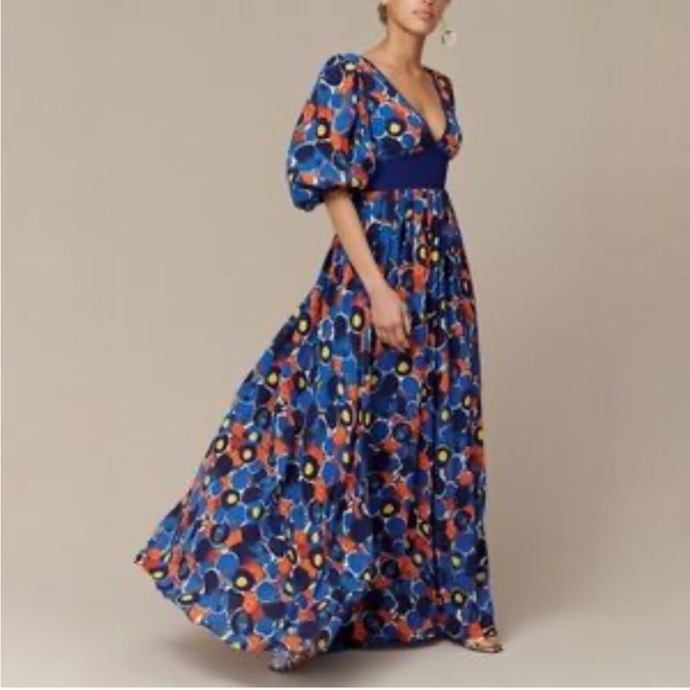 NWT STAUD Affogato Maxi Dress Colorful Patchwork Puff Sleeve Size 4 - Picture 11 of 12